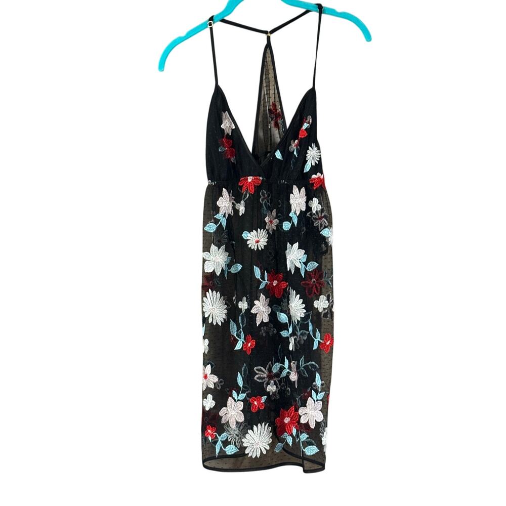 Rya Collection Sheer Floral Embroidered Teddy & Thong Set NWT Made USA Medium
